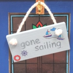 Dolls House Beach Sign gone sailing Hanging Notice 1:12th Scale Miniature Accessories