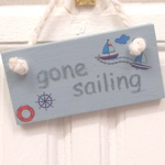 Dolls House Beach Sign gone sailing Hanging Notice 1:12th Scale Miniature Accessories