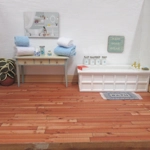 Dolls House Towels 4 Blue & White with Bath Salts Ornament Jar & Tissue Box Mini Bathroom 1:12 Scale