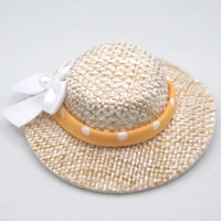 Dolls House Hat Orange & White Ribbon with Satin Bow Miniature Clothes Accessory 1:12 Scale