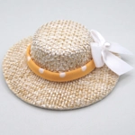 Dolls House Hat Orange & White Ribbon with Satin Bow Miniature Clothes Accessory 1:12 Scale