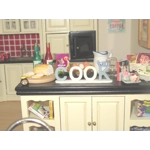 Dolls House Cook Word Miniature Blue White Decor 1:12th Scale Kitchen