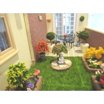 Dolls House Topiary Two Trees in Cream Colour Terracotta Pots Miniature Garden Plants 1:12th Scale