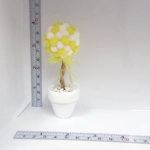 Dolls House PomPom Yellow & White Topiary Miniature Decoration 1:12th Scale