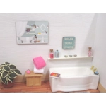 Dolls House Bathroom Relax Soak Unwind Blue 1:12th Scale Miniature Decor Accessory