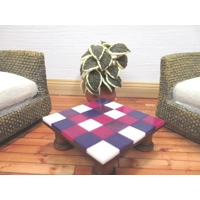 Dolls House Table Tiled Pink Purple and White Low Coffee Occasional Miniature Furniture 1:12 Scale