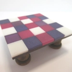 Dolls House Table Tiled Pink Purple and White Low Coffee Occasional Miniature Furniture 1:12 Scale