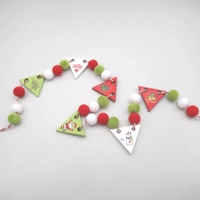 Dolls House Christmas Bunting Miniature Wood Flags and PomPoms 1:12 Scale Xmas Decoration