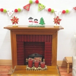 Dolls House Christmas Bunting Miniature Wood Flags and PomPoms 1:12 Scale Xmas Decoration