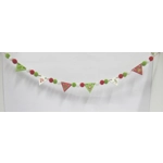 Dolls House Christmas Bunting Miniature Wood Flags and PomPoms 1:12 Scale Xmas Decoration