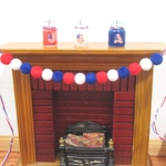 Dolls House Garland Red White and Blue PomPoms 1:12 Scale Decor