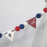 Dolls House Pennant 4th July Garland Bunting 6 Flags and PomPoms Miniature Decoration 1:12 Scale