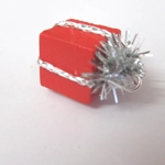 Dolls House Presents Christmas Tree Decorations 5 Red and Silver Miniature Hanging Xmas Parcels 1:12