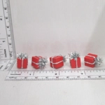 Dolls House Presents Christmas Tree Decorations 5 Red and Silver Miniature Hanging Xmas Parcels 1:12