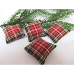 Dolls House Tartan Cushion Miniature Throw Plaid Pillow Handmade 1:12 Scale Accessory