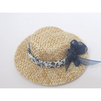 Dolls House Hat with Blue Floral Ribbon and Organza Bow Miniature Clothes 1:12 Scale