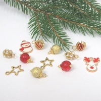 Dolls House Christmas Tree Decorations 12 Red & Gold Miniature Baubles and Trinkets 1:12th Scale