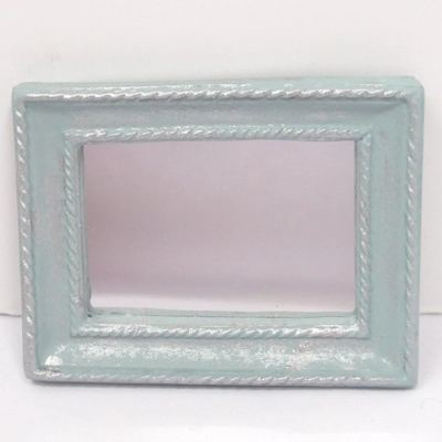 Dolls House Mirror Blue and Silver Colour Hand Painted 1:12 Scale Miniature Wall Decor
