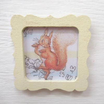 Dolls House Nursery Picture Squirrel Nutkin Peter Rabbit Framed Miniature 1:12 Scale