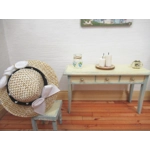 Dolls House Hat Black & White with Satin Roses and Bow Miniature Clothes Accessory 1:12 Scale