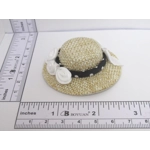 Dolls House Hat Black & White with Satin Roses and Bow Miniature Clothes Accessory 1:12 Scale