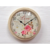Dolls House Miniature Clock in a Wood Frame Love Vintage Theme 1:12th Scale Accessories