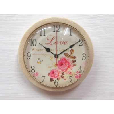 Dolls House Miniature Clock in a Wood Frame Love Vintage Theme 1:12th Scale Accessories