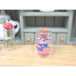 Dollhouse 4th July Lollipop Candy with Miniature Glass Jar Red White & Blue I:12th Scale