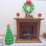 Dolls House Christmas Tree Green Pom Poms Miniature Xmas Decoration 1:12th Scale