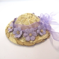 Dolls House Hat Straw Lilac Flowers Miniature Summer Clothes Accessories 1:12 Scale