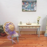 Dolls House Hat Straw Lilac Flowers Miniature Summer Clothes Accessories 1:12 Scale