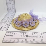 Dolls House Hat Straw Lilac Flowers Miniature Summer Clothes Accessories 1:12 Scale