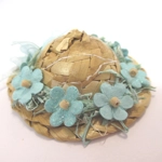 Dolls House Straw Hat Blue Flowers Miniature Clothes Accessories 1:12 Scale