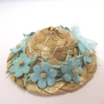 Dolls House Straw Hat Blue Flowers Miniature Clothes Accessories 1:12 Scale