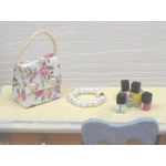 Dolls House Nail Varnish Miniatures 4 Polish Bottles on a Silver Coloured Tray 1:12th Scale Accessor