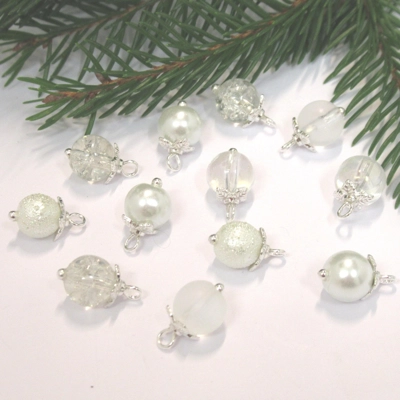 Dolls House Christmas Tree Decorations 12 Silver Miniature Baubles 1:12th Scale