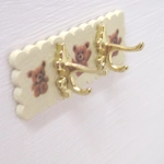 Dolls House Nursery Coat Hooks Bears Miniature Clothes Robe Towel Wall Rail 1:12 Scale