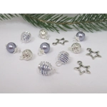 Dolls House Christmas Tree Decorations 12 Lilac Silver Miniature Baubles and Stars 1:12th Scale