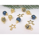 Dolls House Christmas Tree Decorations 12 Blue Gold Miniature Baubles and Stars 1:12th Scale