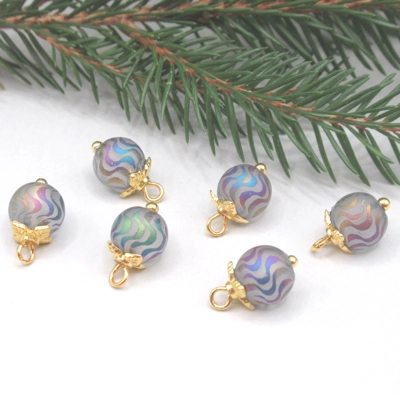 Dolls House Christmas Tree Decorations 6 Rainbow Gold Miniature Glass Baubles 1:12th Scale