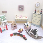 Dolls House Nursery Picture Hunca Munca Peter Rabbit Decorated Miniature Pink Frame 1:12 Scale