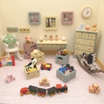 Dolls House Nursery Picture Hunca Munca Peter Rabbit Decorated Miniature Pink Frame 1:12 Scale