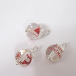 Dolls House Christmas Tree Decorations 6 Red Silver Miniature Glass Baubles Decorated 1:12th Scale