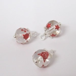 Dolls House Christmas Tree Decorations 6 Red Silver Miniature Glass Baubles Decorated 1:12th Scale