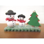 Dolls House Christmas Decoration Miniature Snowmen and Christmas Tree Scene Xmas Ornament 1:12th Sca
