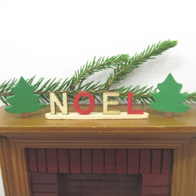 Dolls House Christmas Noel Word and Miniature Xmas Trees 1:12 Scale Ornament Decoration