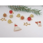 Dolls House Christmas Tree Decorations 12 Red Gold Miniature Baubles and Trinkets 1:12th Scale