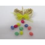 Dolls House Easter Basket with 10 Hand Painted Coloured Eggs Miniature Decoration 1:12th Scale