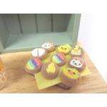 Dolls House Easter Cookies and Miniature Wood Board with 9 Mini Biscuits 1:12th Scale