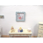 Dolls House Nursery Picture Peter Rabbit Scene Blue Framed Miniature Wall Decor 1:12 Scale